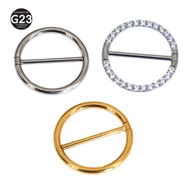 14G G23 Титановое кольцо для пирсинга соска с бриллиантовой инкрустацией - Круглое украшение для пирсинга тела