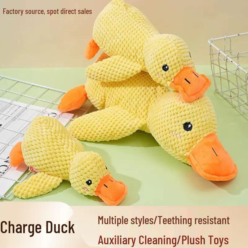 Squeaky Yellow Duck Teething & Chewing Resistant Plush Dog Toy