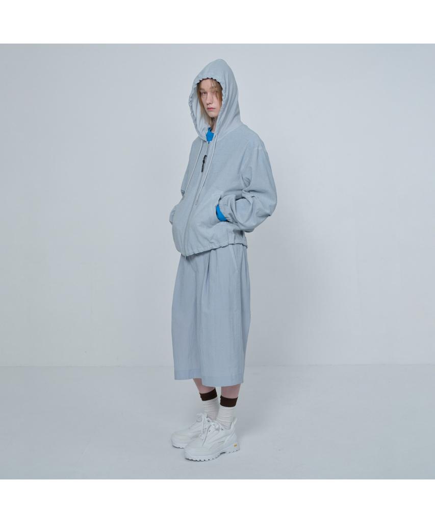 Customellow [Online Only] Gray Crinkled Hood Zip Jacket Cquam26211Gyx