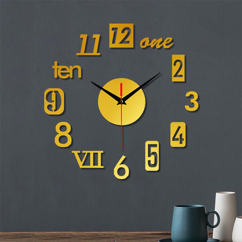 Бескаркасные настенные бесшумные часы DIY 3D стикер с зеркальной поверхностью Домашний декор