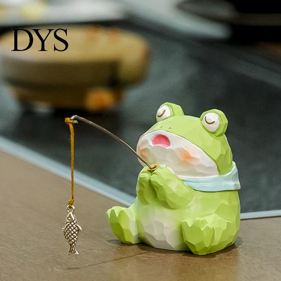 Modern Desktop Plant Holder Leisure Fishing Frog/Cat/Panda/Bear Statue Ornaments, Clear Mini Vases Miniature Cute Animal Ornaments Figurines