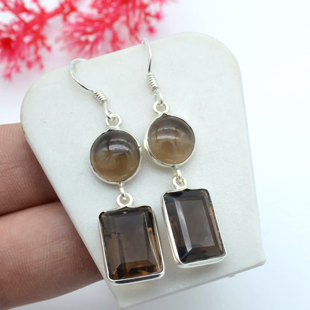 Серьги из серебра 925 пробы, серьги из дымчатого кварца, серьги с подвесками, украшения ручной работы, подарок на день рождения, подарок на годовщину, подарок подружки невесты