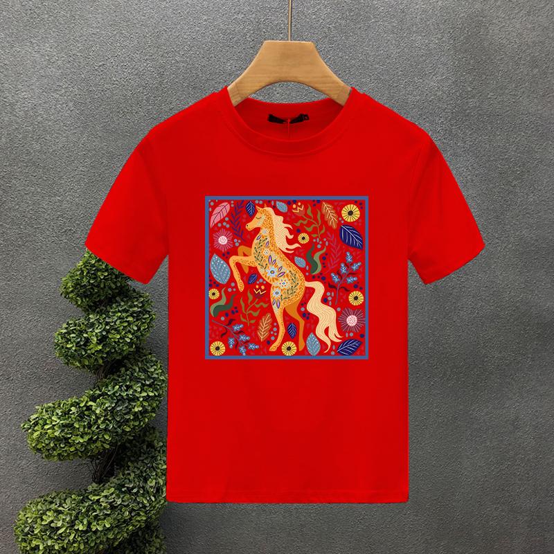Horses and Flowers Print T Shirts For Man Funny Creative Aesthetic Tops Hip-hop Fashion Hipster Streetwear Summer Short Sleeves