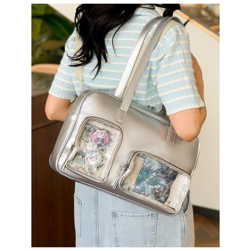 Прозрачная женская сумка из ПВХ, японский кампусный стиль, свежий и сладкий значок, новая модная сумка через плечо для известного в Интернете студента, сумочка