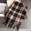 Korean Style Plaid Women's Winter Scarf Imitation Cashmere Warm Shawls Wraps Thicked Pashmina Female Blanket Scarves