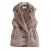 Lamb Wool Splicing Down Cotton Vest Women Wear Outside In Winter Autumn and Winter New Fur Integrated Lapel Waist Vest
