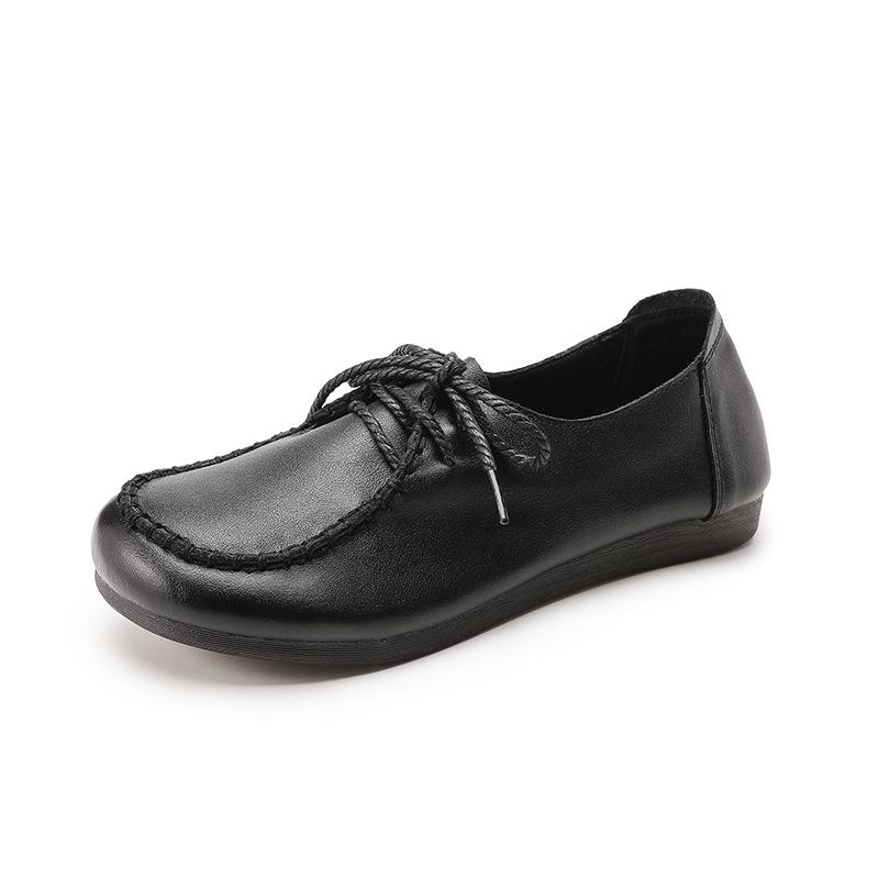 Женские туфли на плоской подошве с круглым носком, удобные, на шнуровке, зеленые женские туфли 2024 года, повседневная обувь для новых мам на каждый день