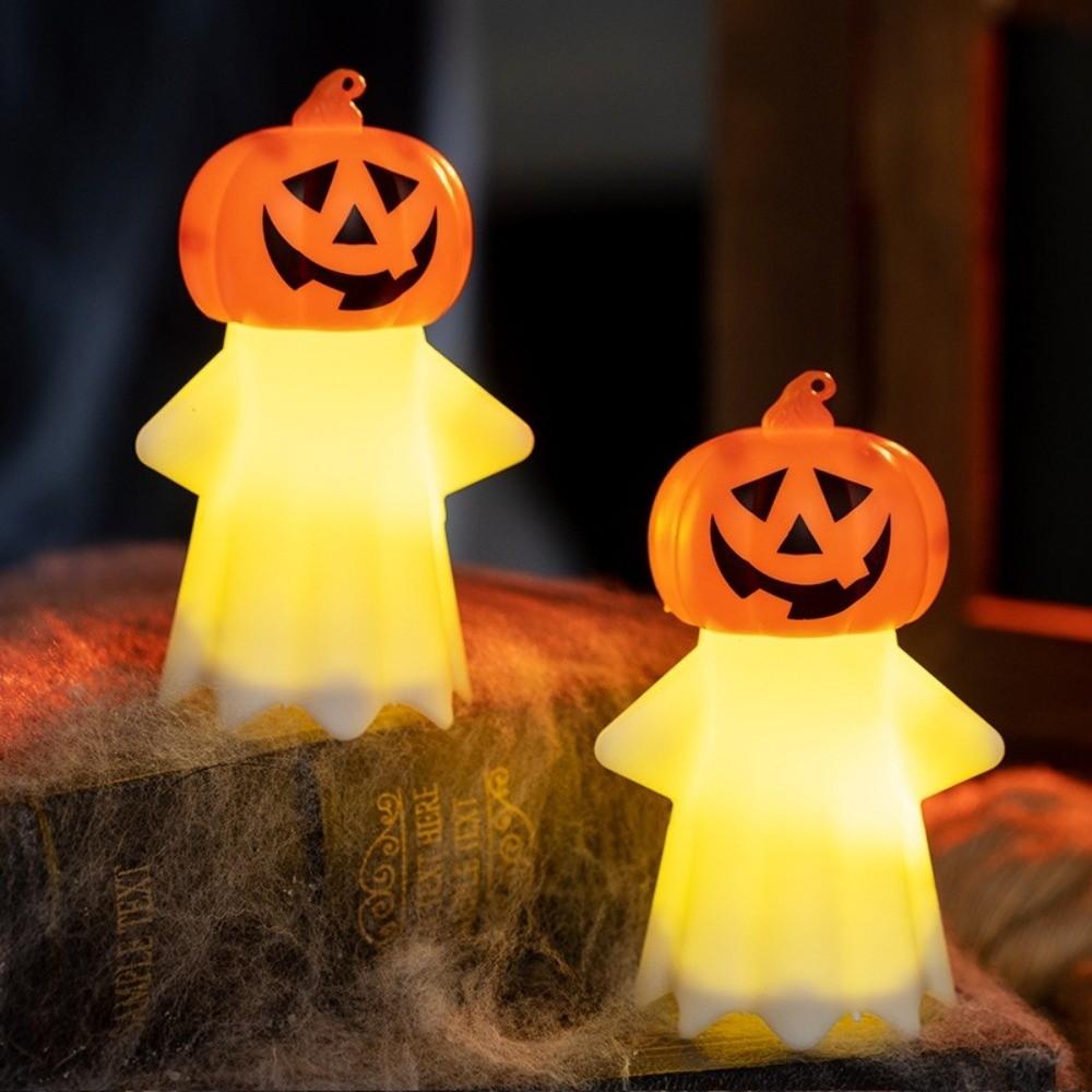 Creative Portable Halloween Pumpkin Light Spooky Plastic Ghost Pumpkin Lamp Eye Protection LED Night Light Porch Lighting