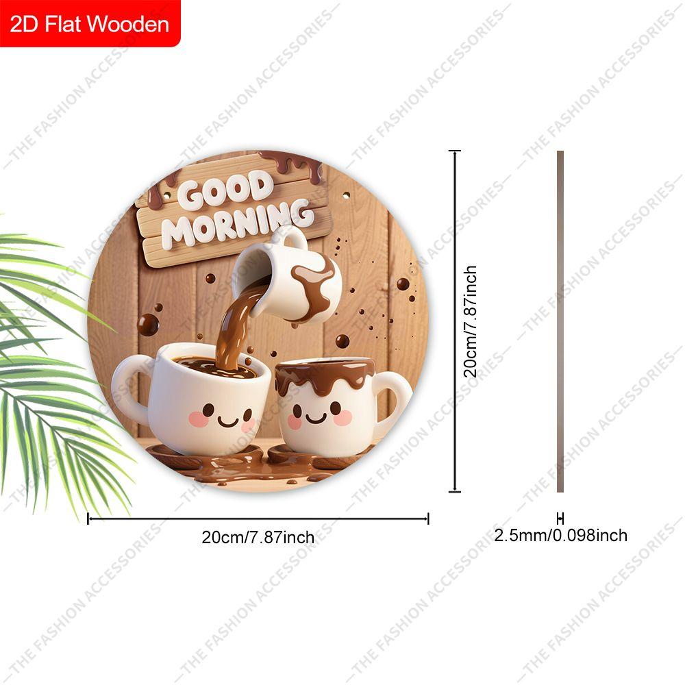 Подвесные декоративные таблички на 2D плоскости, украшение для интерьерной стены или двери, украшение для сада, логотип «ДОБРОЕ УТРО», кофейный узор