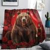 1PC Brown Bear Print Flannel Blanket, High quality All Seasons, Home Decor, Warmth and Comfort, Perfect for Christmas Gifts