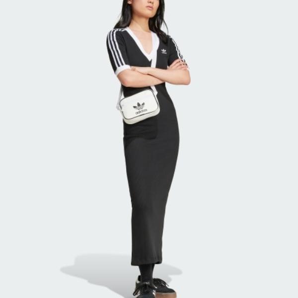 Adidas Originals Adicolor 3-Stripes Fitted Comfortable Knit Dress Women Dresses Black IX6962
