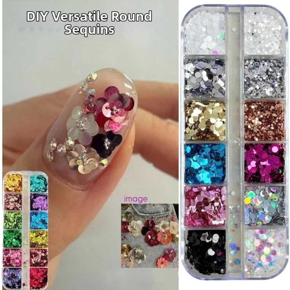 Colorful Glitter Nail Accessories 12-Grid Nail Charms Nail Salon