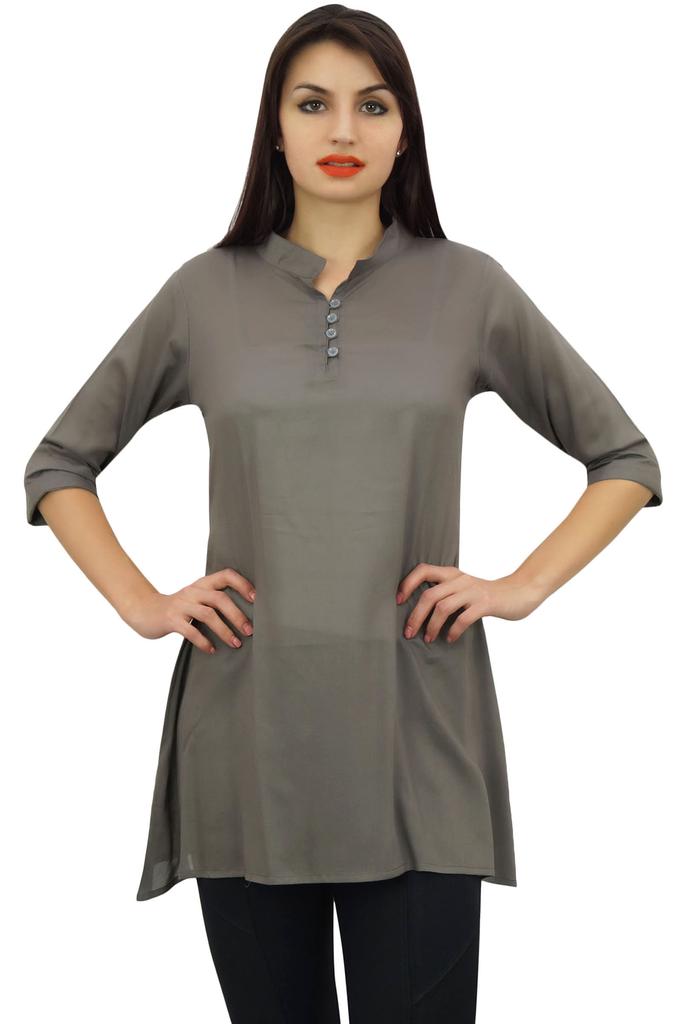 Phagun Женская черная хлопковая модальная блузка с рукавами 3-4 на пуговицах, верхняя часть рубашки -