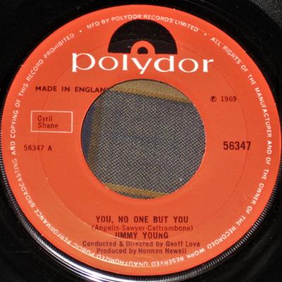 Пластинка 7 дюймов JIMMY YOUNG You No One But You 56347 Polydor 1969 UK Поп Б/у