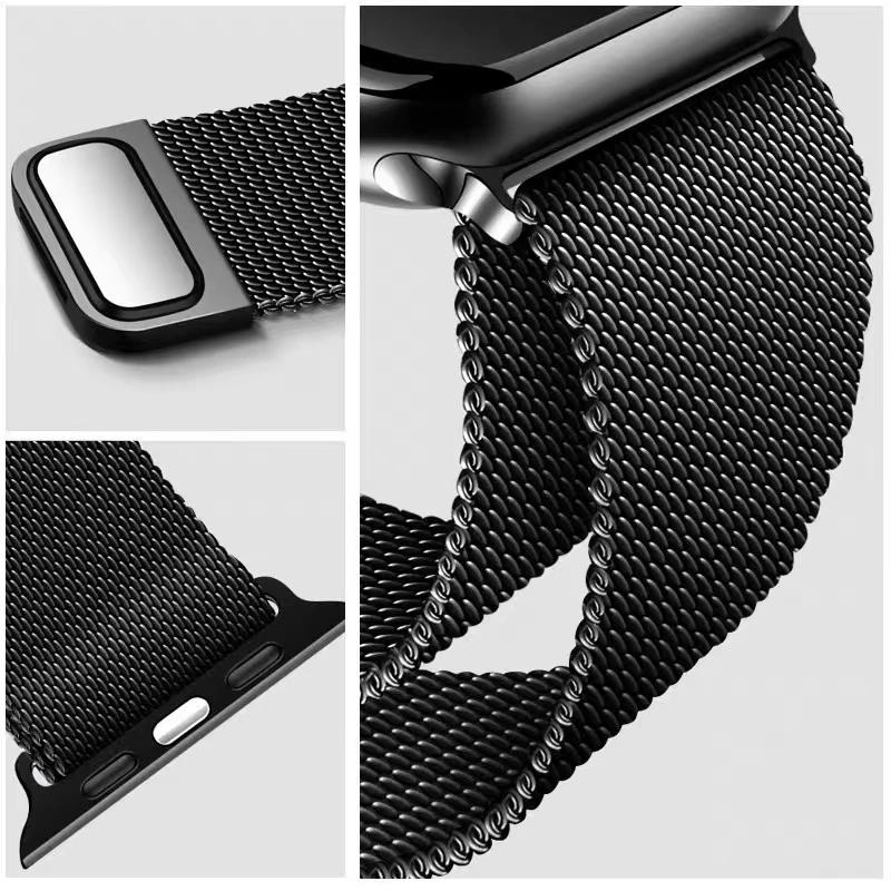 Ремешок «Миланская петля» для Apple Watch Ultra 49 мм 10 42 мм 46 мм 9 8 7 45 мм 41 мм Металлический дышащий ремешок для IWatch 6 5 4 3SE 44 мм 40 мм