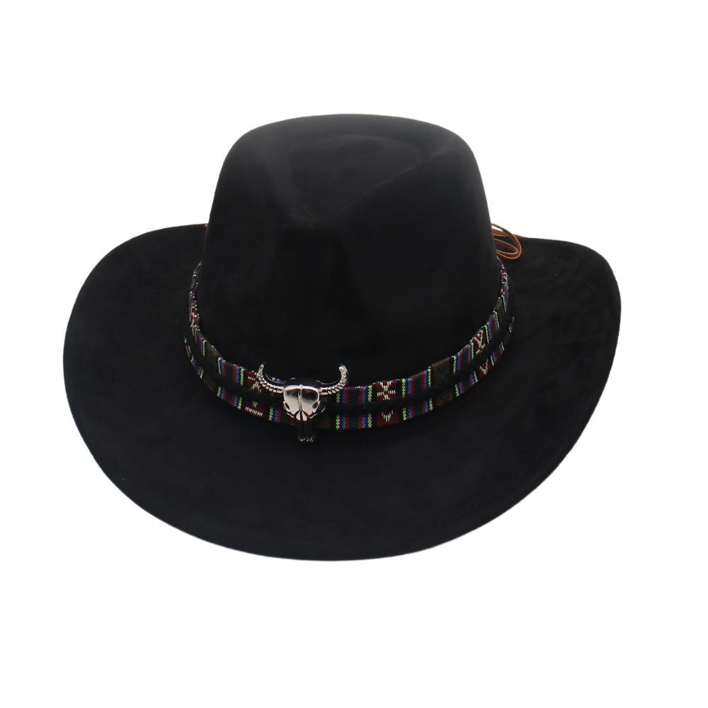 Cross-Border Tibetan Jazz Hat Dyed Solid Color Woolen Top Hat European And American Western Cowboy Hat Men'S And Women'S Party Ball Hat