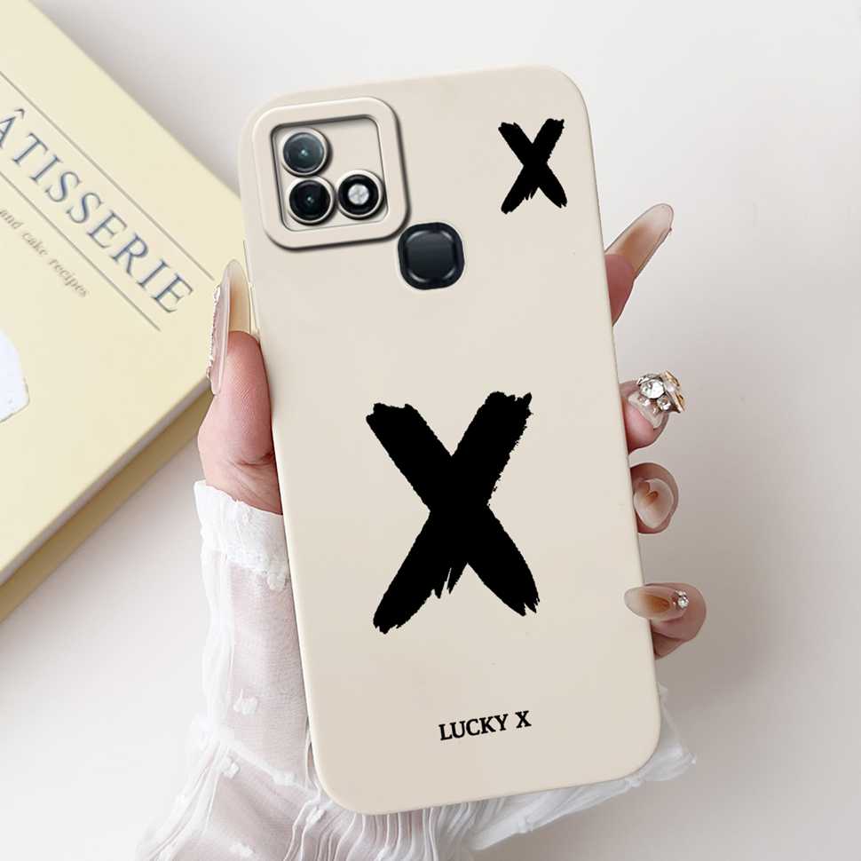 Чехол для Infinix Hot 10i X659B Белый Счастливыми Буквами A-Z Мягкий Силиконовый Чехол Для Infinix Hot10I Smart 5 Pro 6.52" Чехлы Для Телефона