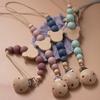Nordic Style Baby Pacifier Clip with Beech Wood and Silicone - Anti-Drop Chain