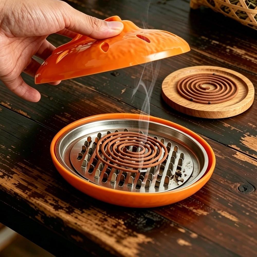 Simple Aromatherapy Burner Orange Shape Incense Box Mosquito Coil Tray Indoor Use