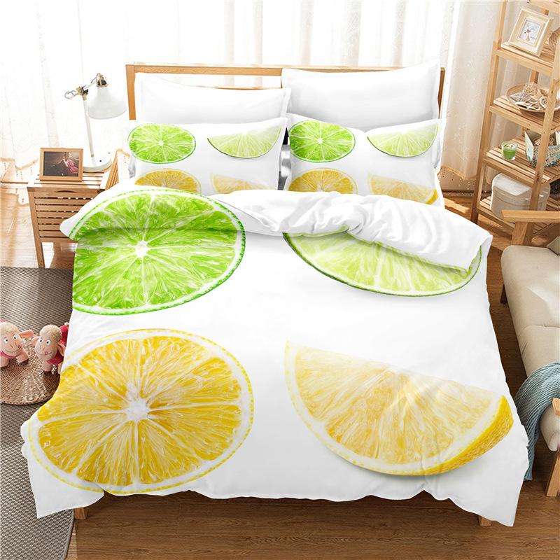 Tropical Fruit Duvet Cover Pineapple Watermelon Orange Bedding Set Lemon Strawberry Comforter Cover King For Kids Adults Decor