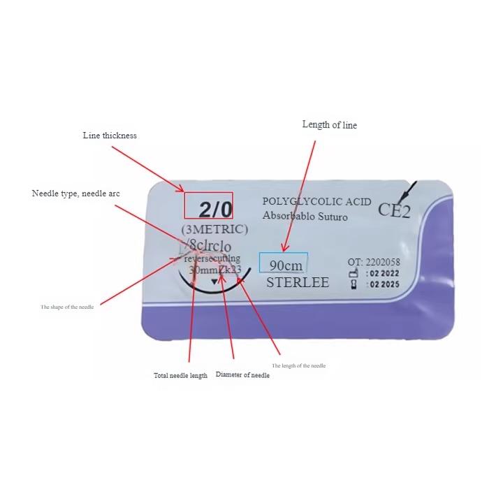 Veterinary Absorbable Sutures, Polyglycolic Suture (0/2/3/4 Medical Suture) (12 Pcs/90cm Round/Reverse Suture Thread)