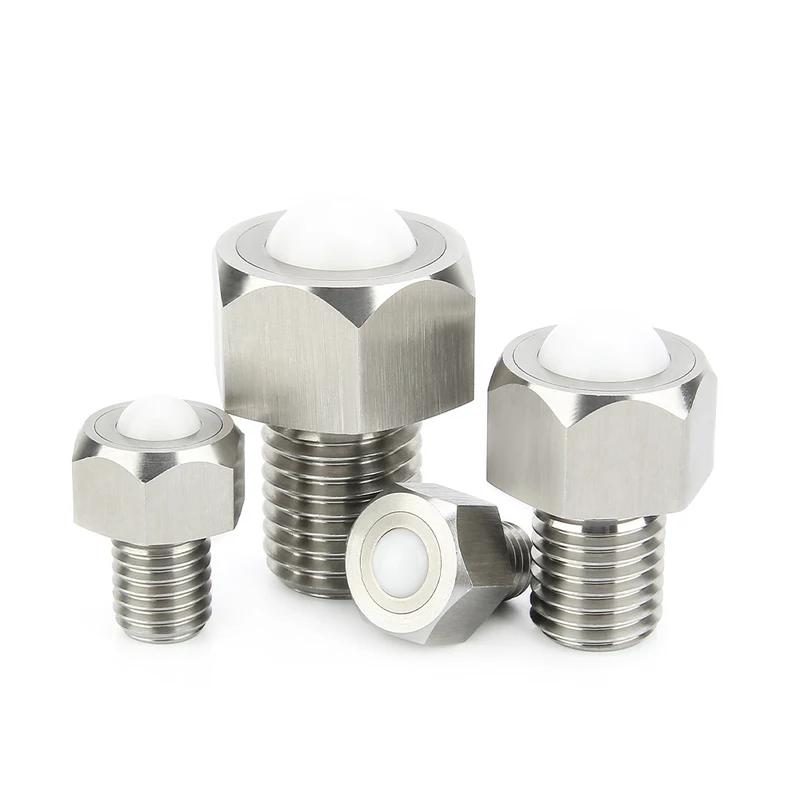 1pc Stainless Steel/POM Main Ball Conveyor Rollers Threaded Ball Rotated Freely Ball Transfer Units Hexagon Cap Ball Plunger
