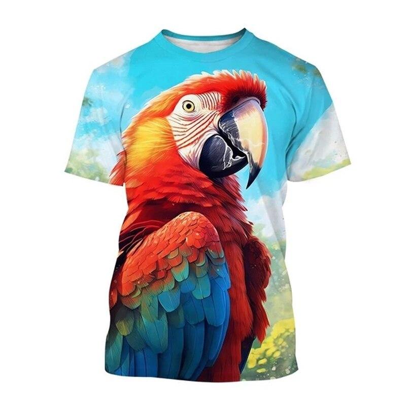 Fashion New Color Parrot Graphic T Shirts For Unisex Summer Trend Casual Tees Harajuku Printed O-neck Short Sleeve Top