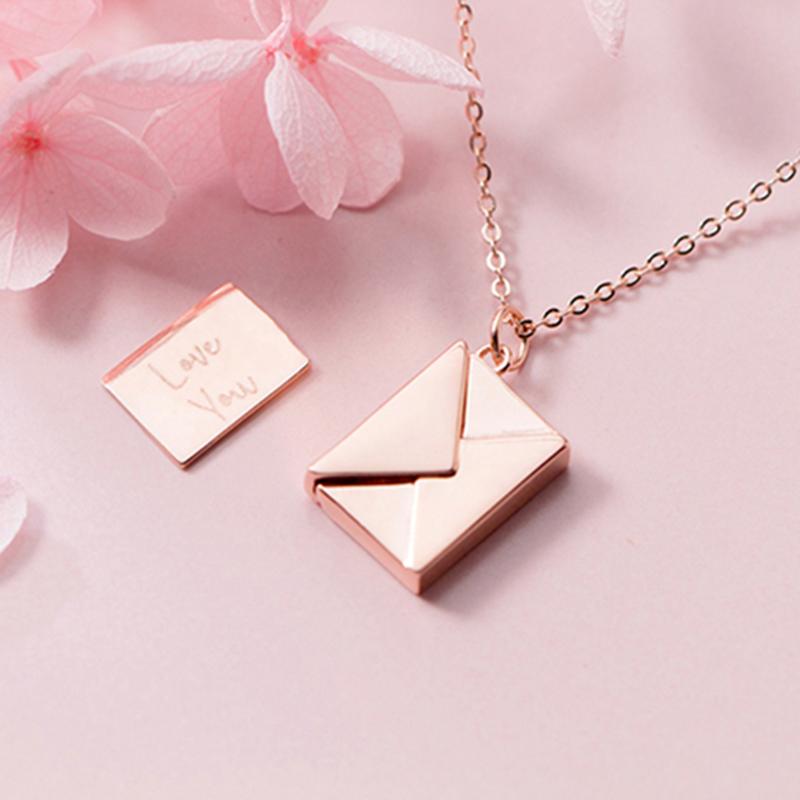 Подлинная подвеска из стерлингового серебра 925 пробы, ожерелье для женщин, конверт, любовник, подвеска с надписью, лучшие подарки для подруги