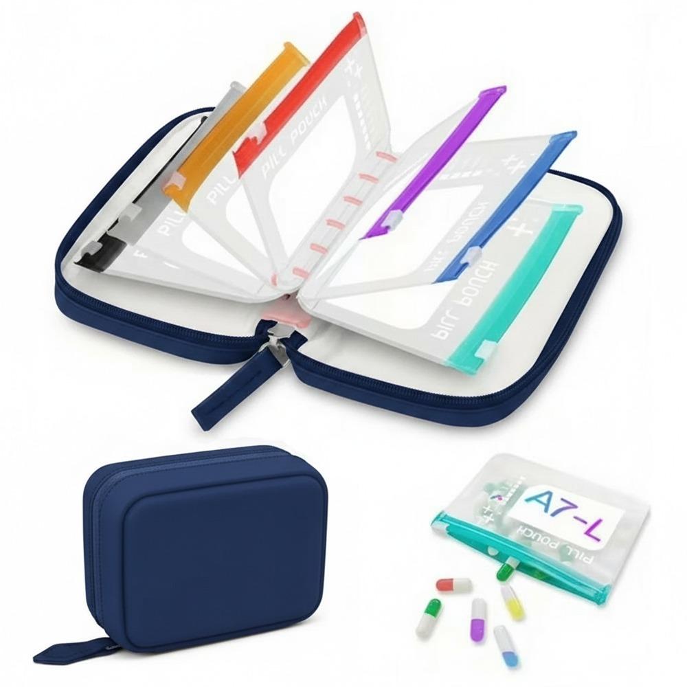 7/14PCS Waterproof Weekly Pill Organizer BPA-Free Medicine Pouch Set Travel Use