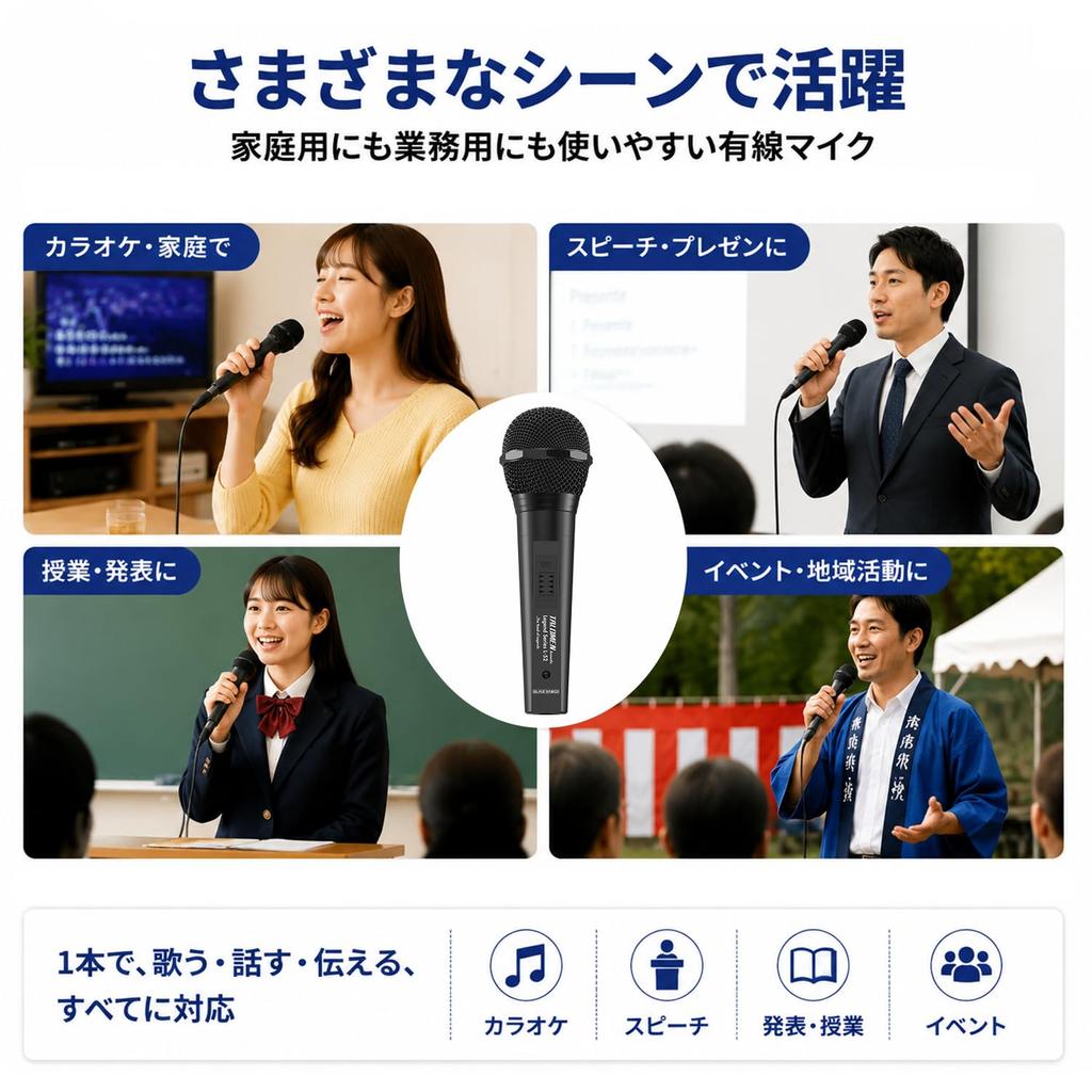 Talomen L52 Wired Hard Metal Dynamic Vocal for and Speech Compatible with Karaoke XLR Cable Black Microphone, XLR, Microphone, Unidirectional,