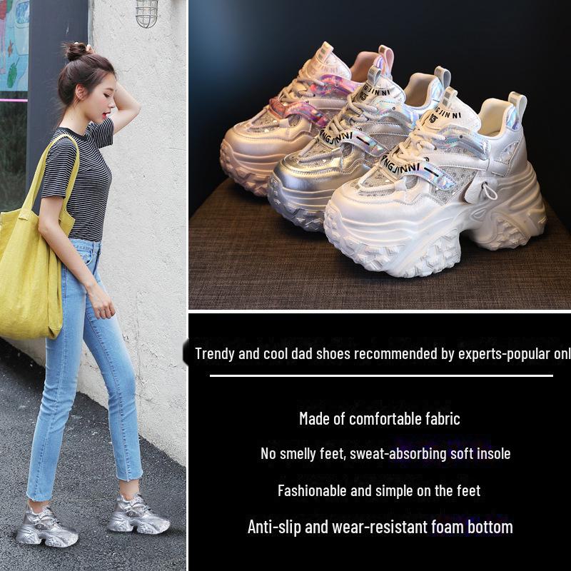 HS6166 Женские весенние кроссовки на платформе, увеличивающие рост 2025 года