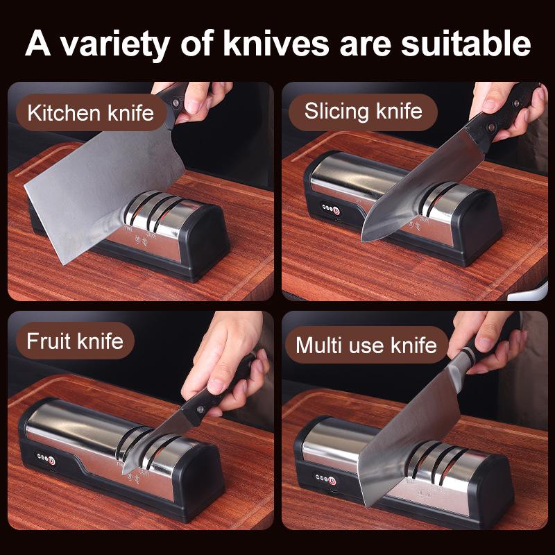 Electric Multi-Functional Kitchen Knife & Scissors Sharpener - Fast Automatic Sharpening Tool