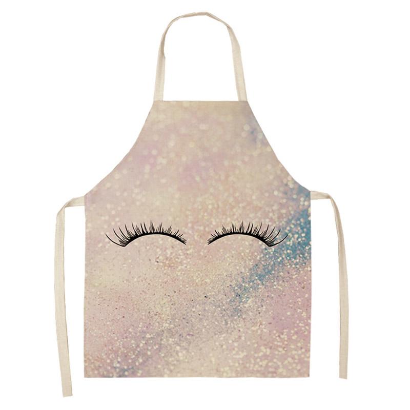Eyebrow Style Men Women Home Tablier Enfant Cleaning Tools Apron With Pockets Eyelash Pattern Sleeveless Cotton Linen Aprons