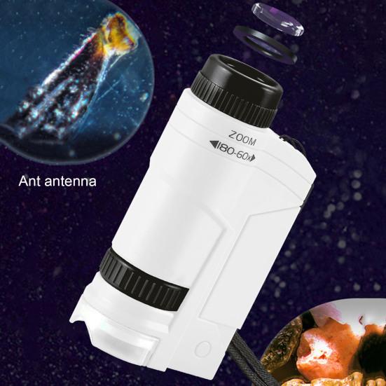 Детский игрушечный микроскоп со светодиодной подсветкой 60-180X биологический микроскоп для малышей портативный ручной