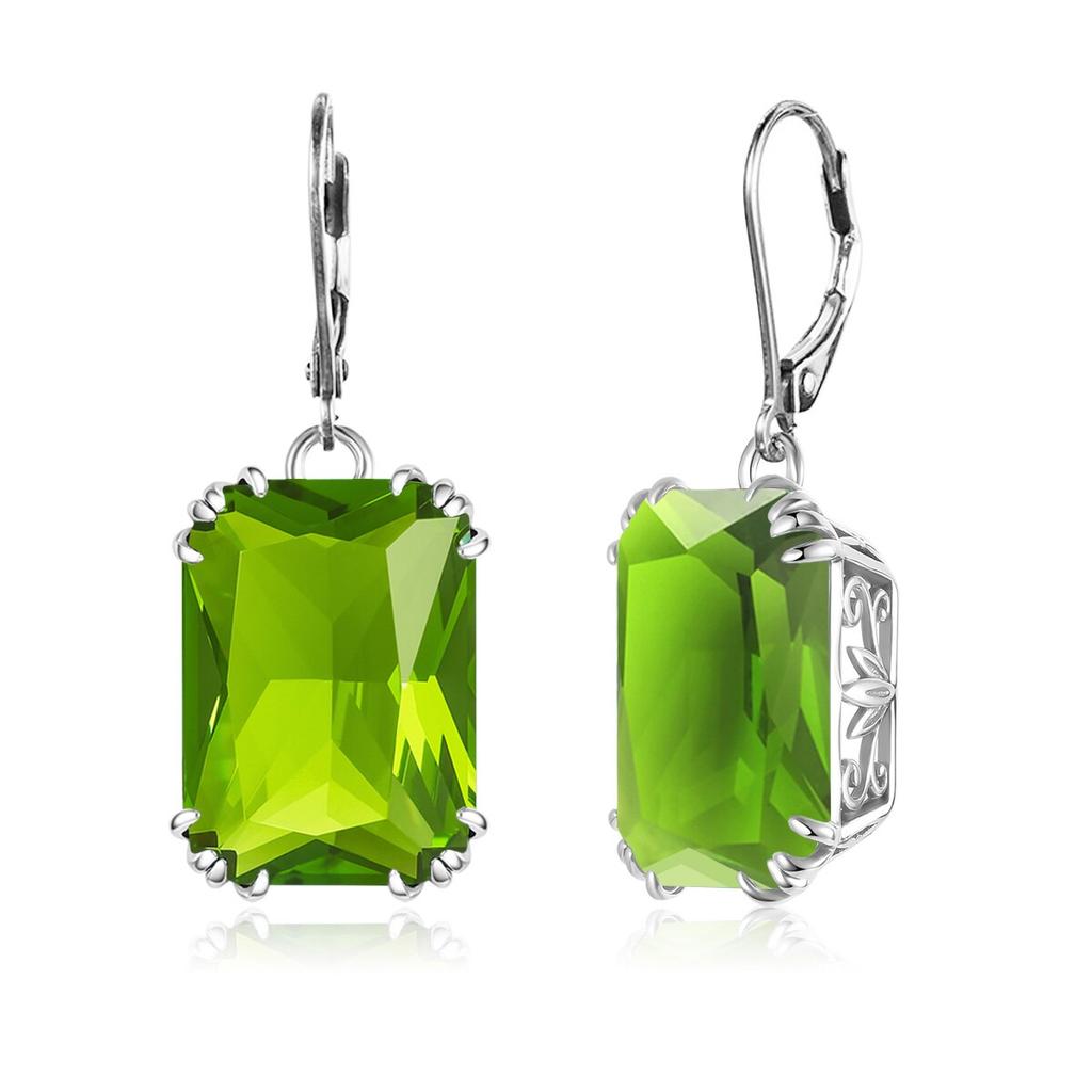 High Quality Woman Jewelry Silver 925 Earrings For Women Elegant Peridot Drop Earrings Anniversary Party Gift Female