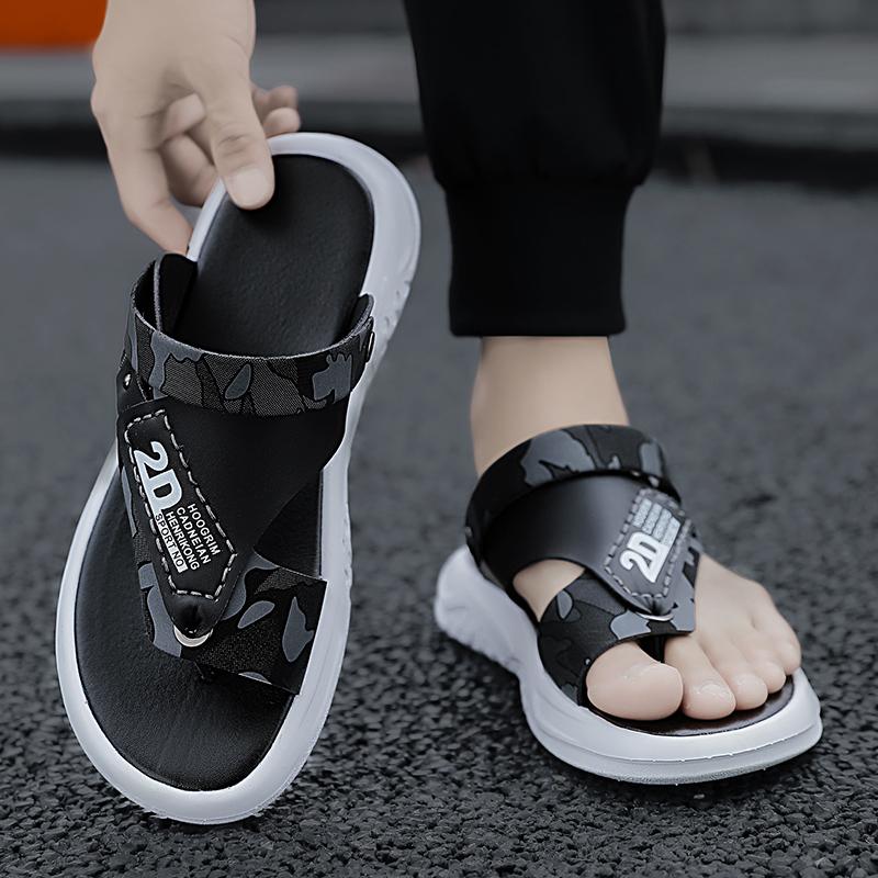 Модные мужские шлепанцы, повседневные летние сандалии, тапочки, кожаные туфли на платформе для отдыха на пляже, мужские туфли, нескользящие, для дома, роскошные спортивные туфли на плоской подошве