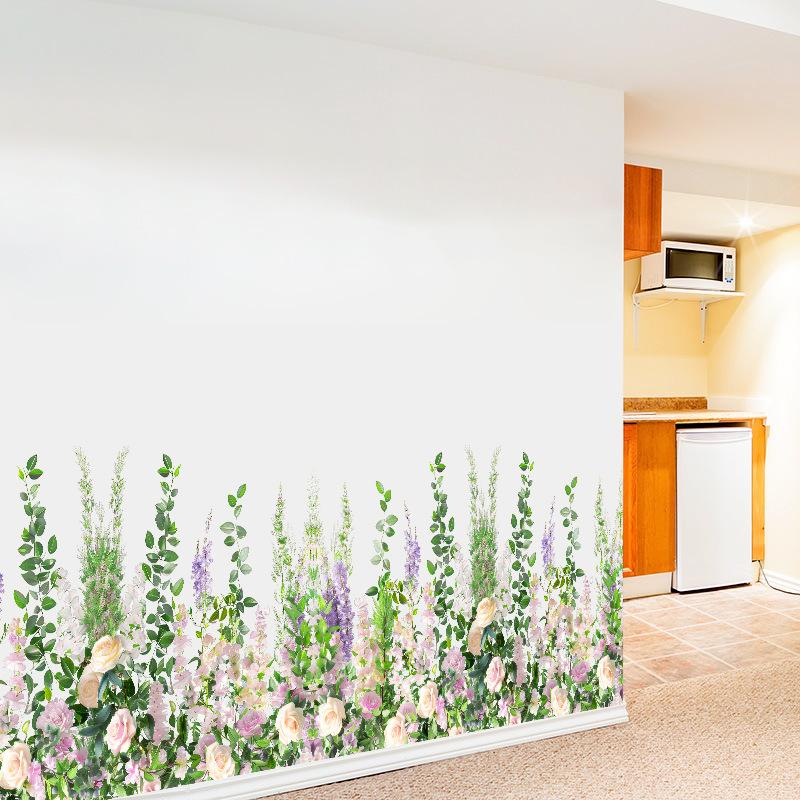 Настенные наклейки для гостиной спальни минималистичные плинтусы цветы розы растения креативная линия талии фоновые картины настенное искусство домашний декор