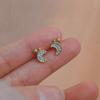 Star Moon Earrings Women's Fashion Light Luxury Niche Design Sense Star Moon Zircon Earrings