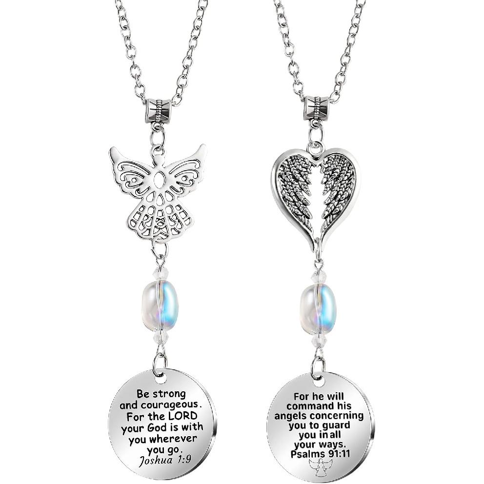 Ангельские Автомобильные Брелоки Аксессуары для Зеркала Заднего Вида Христианские Автомобильные Украшения, Подвеска Ангел-Хранитель, Религиозные Подарки с Библией, Зеркало Заднего Вида