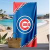 Пляжное полотенце с принтом Chicago Cubs Мягкое Портативное Быстросохнущее?Сухое полотенце для бассейна, летнего отпуска, активного отдыха на природе