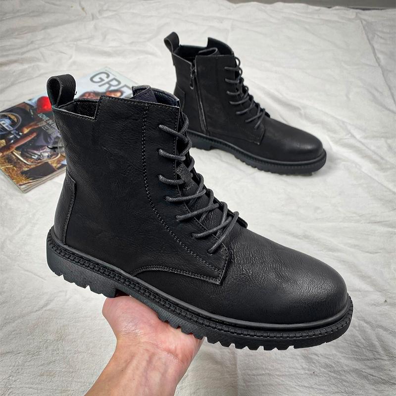 Новые высокие мужские ботинки ручной работы с толстой подошвой, уличные ботинки для мужчин из натуральной кожи высокого качества, дизайнерская мужская повседневная обувь