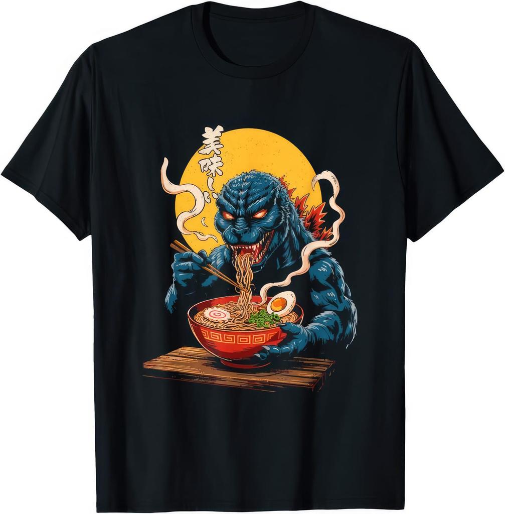 Kaiju Ramen T shirt - Funny Anime Monster Graphic Tee T-Shirt Mens Kids