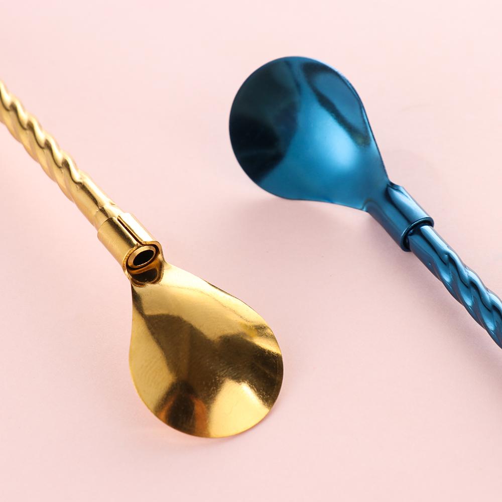 New Reusable Metal Bar Tea Stainless Steel Straws Spoon Coffee Spoons Drinking Straw
