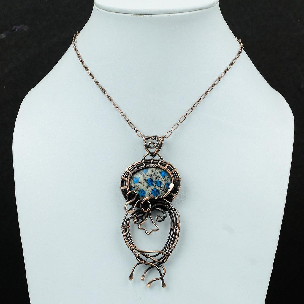 K2 Jasper Copper Pendant Copper Wire Wrapped Jewelry Real Gemstone Pendant Unique Pendant Handmade Jewelry Gift For Him Wire Wrapped Pendant