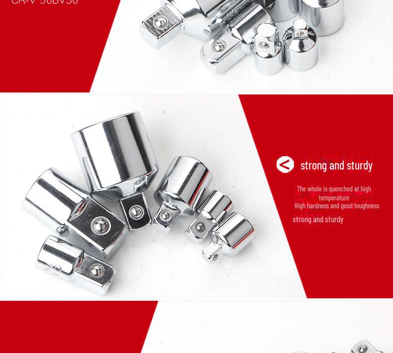 6-Piece CR-V Socket Adapter Set: 1/2" To 3/8" To 1/4" Ratchet Wrench Converters