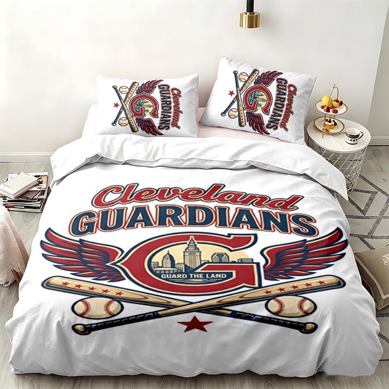 Cleveland Guardians Комплект из 3 предметов Идеально подходит для спальни Удобный комплект постельного белья включает пододеяльник и две наволочки Идеальный подарок на день рождения или Рождество