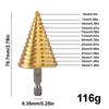 Wood Plastic Aluminum Hole Expand Tool Accessory 5-35 Gold Titanium Plate Pagoda Drill Hexagonal Straight Groove Step Drill Bit