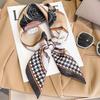 Luxury Houndstooth Silk Square Scarf Women Print Soft Satin Hairband Neckerchief Hijab Lady Headscarf Foulard Kerchief Decorate