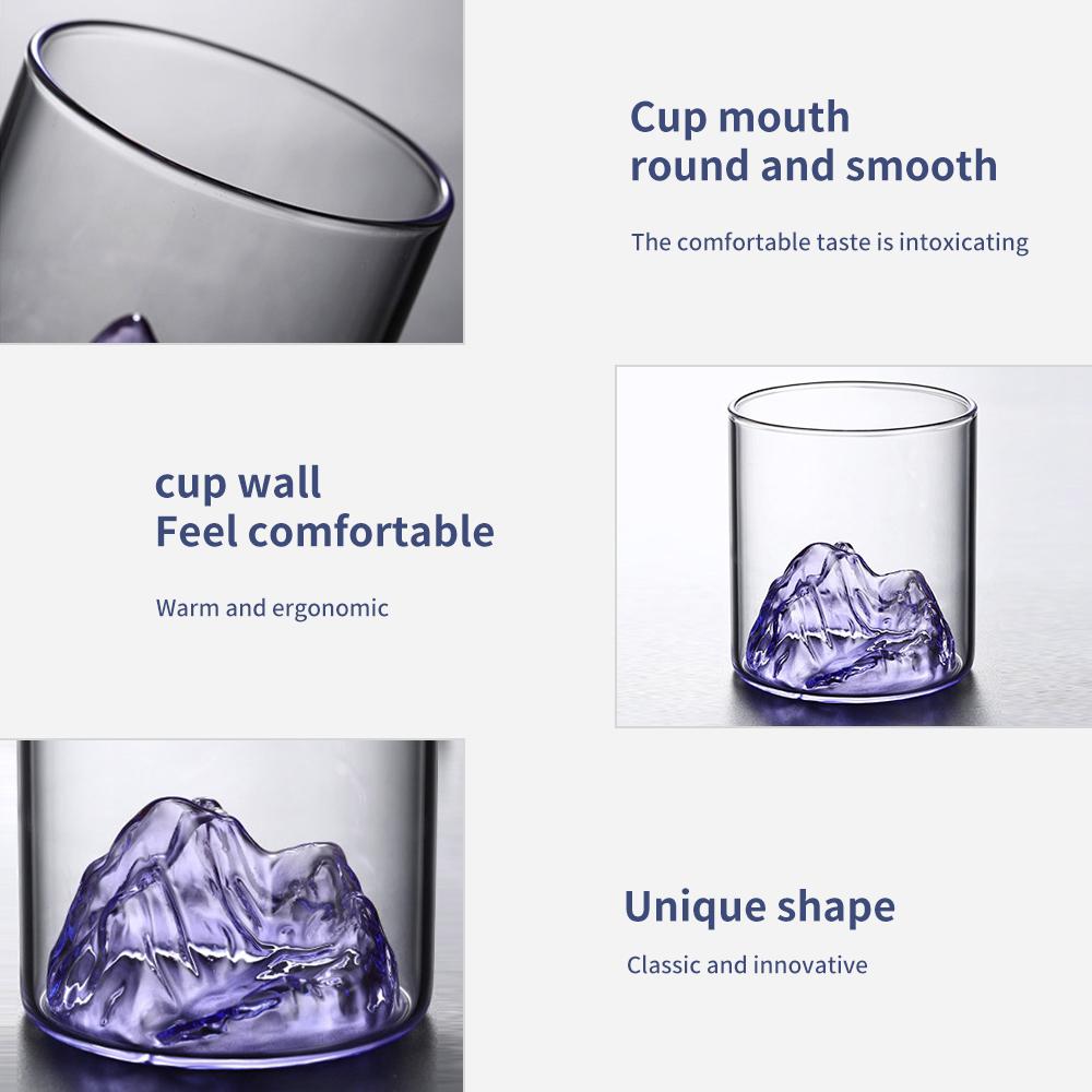 Стеклянные чашки для виски в японском стиле 3D Mountain Wine Glass Beer Juice Void Mug Bottle Drinkware Fuji Artwork Glacier Vintage Gift