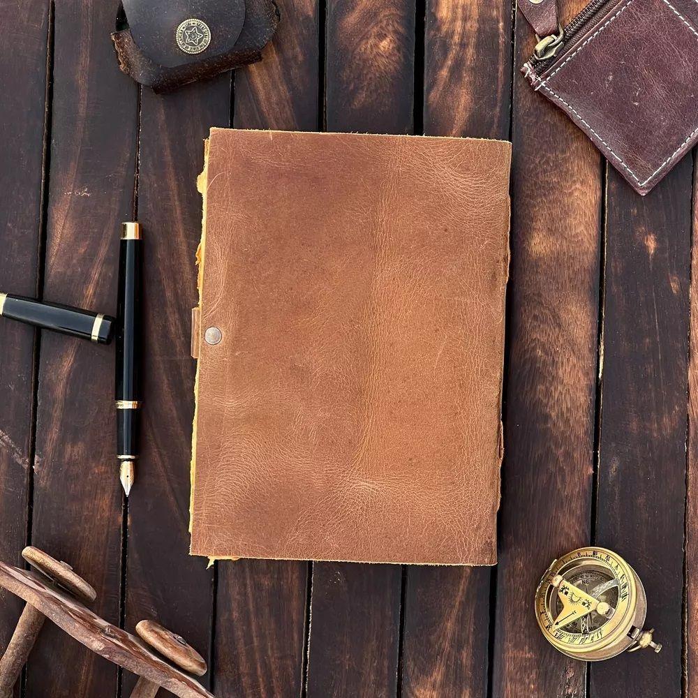 Compass Vintage Leather Journal Book Of Shadows Blank Spell Notebook